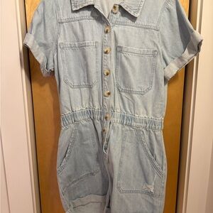 Never Worn! Show Me Your MuMu Light Blue Denim Jumpsuit
